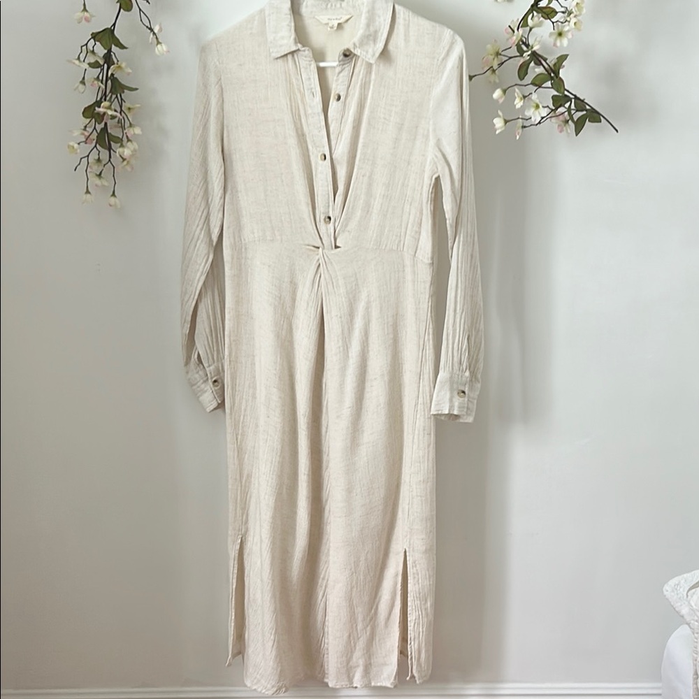 Elegant Cream Button-Down Dress